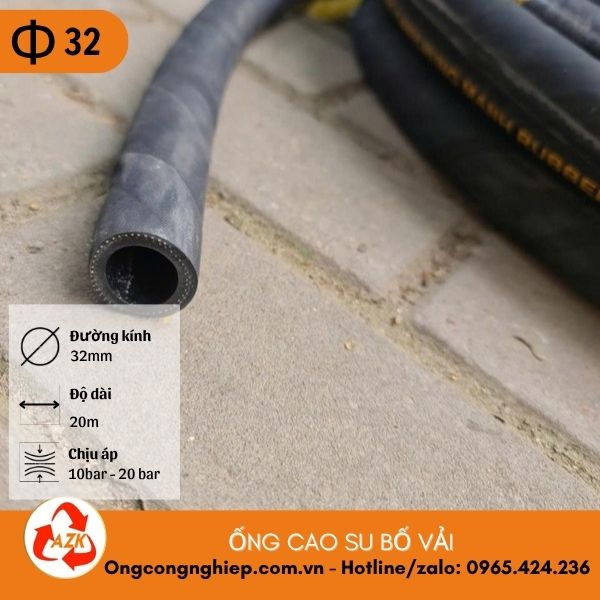 Ống cao su bố vải phi 32 2 ống cao su bố vải phi 32