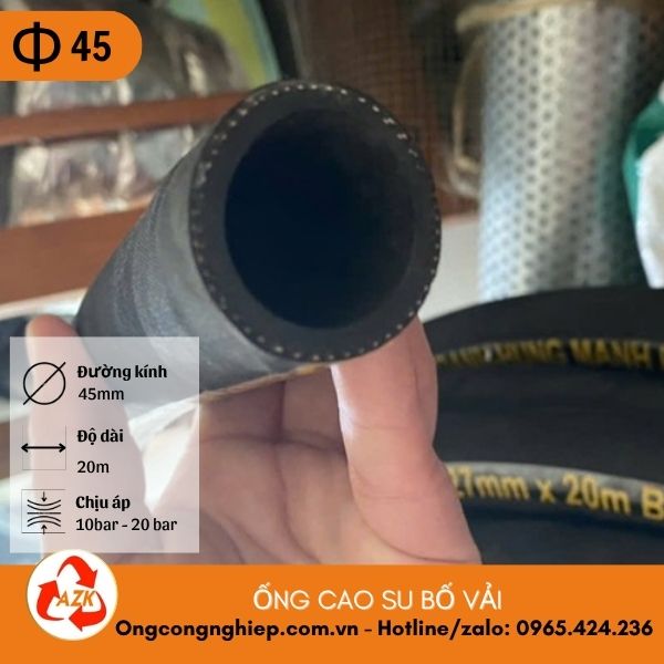 Ống cao su bố vải phi 45 2 ống cao su bố vải phi 45