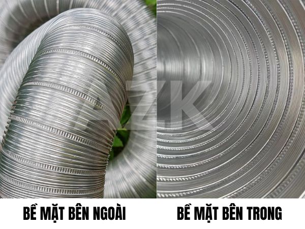 Ống nhôm nhún D350 3 cấu tạo bề mặt của ống nhôm nhún