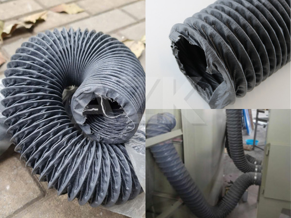 Ống gió vải simili xám phi 125 3 ống thông gió mềm simili xám