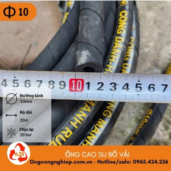 Ống cao su bố vải phi 10 3 ống cao su bố vải phi 10