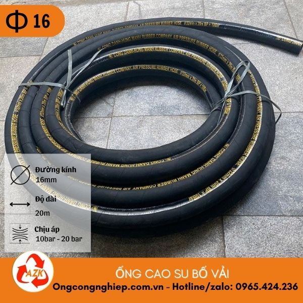 Ống cao su bố vải phi 16 3 ống cao su bố vải phi 16
