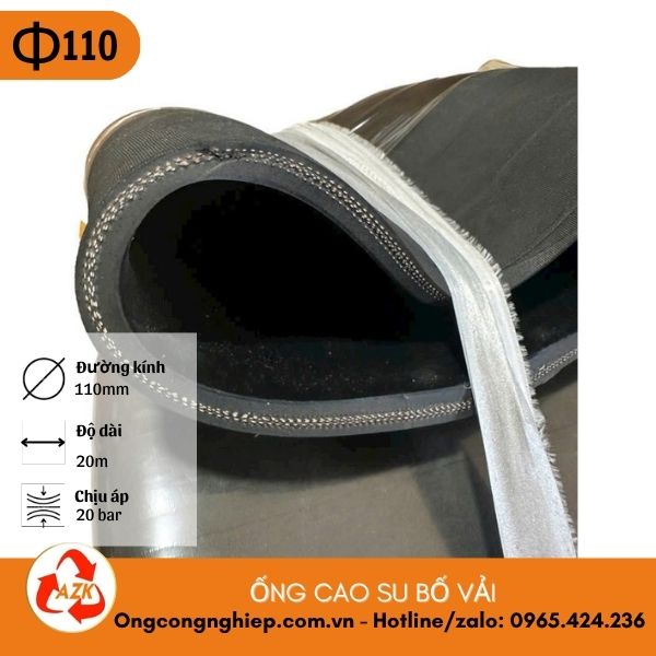 Ống cao su bố vải phi 110 1 ống cao su bố vải phi 110