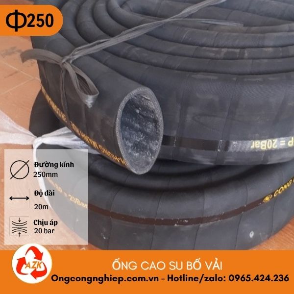 Ống cao su bố vải phi 250 4 ống cao su bố vải phi 250
