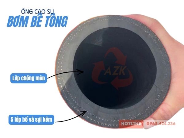 Ống cao su bơm bê tông phi 114 2 ống cao su bơm bê tông