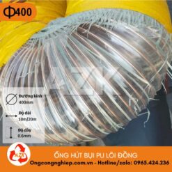 ống hút bụi pu lõi đồng phi 400mm