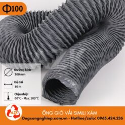 ống gió vải simili xám phi 100