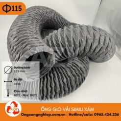 ống gió vải simili xám phi 115