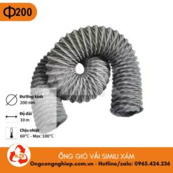 ống gió vải simili xám phi 200