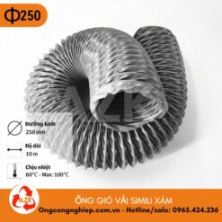 ống gió vải simili xám phi 250