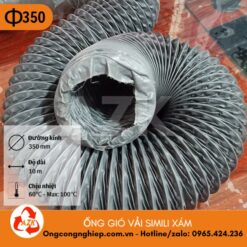 ống gió vải simili xám phi 350