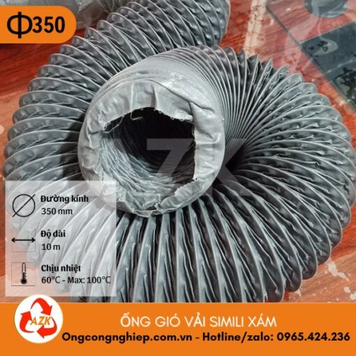 ống gió vải simili xám phi 350