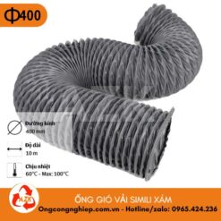 ống gió vải simili xám phi 400