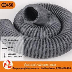 ống gió vải simili xám phi 450