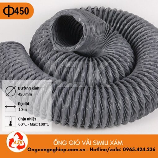 ống gió vải simili xám phi 450
