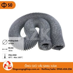 ống gió vải simili xám phi 50