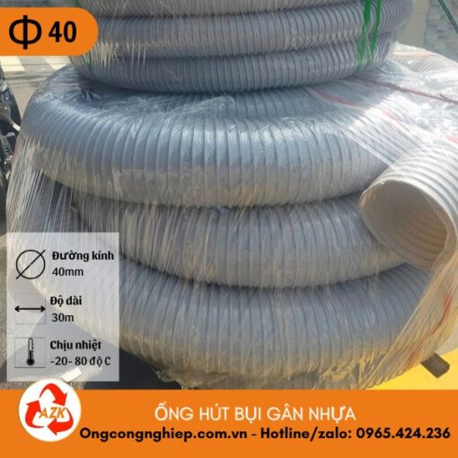 ống hút bụi gân nhựa phi 40