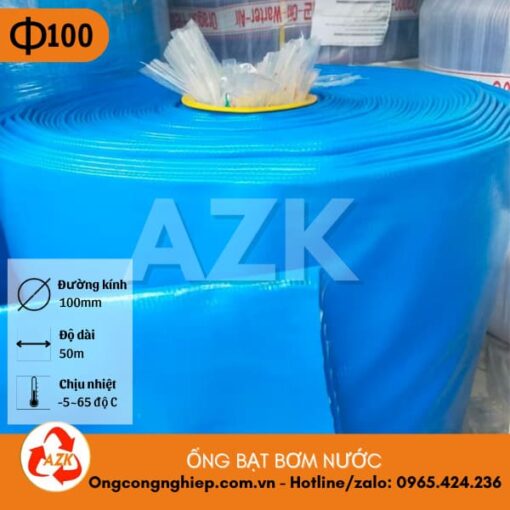 ống bạt cốt dù phi 100 bơm nước màu xanh