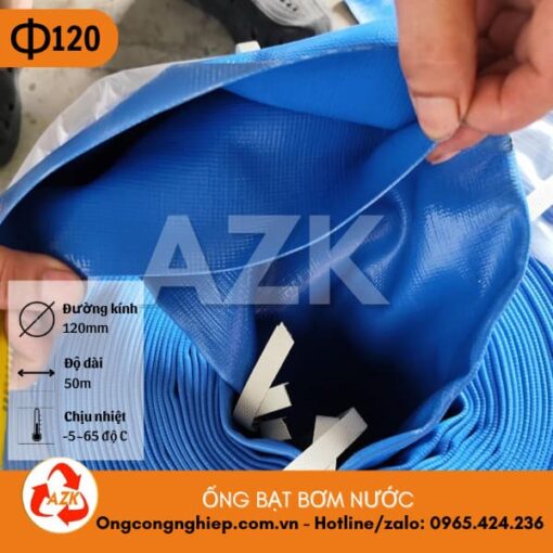 ống bạt cốt dù phi 120 bơm nước màu xanh