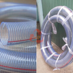 Ống nhựa mềm lõi thép phi 64 2 mặt cắt và cuộn ống nhựa mềm lõi thép phi 64