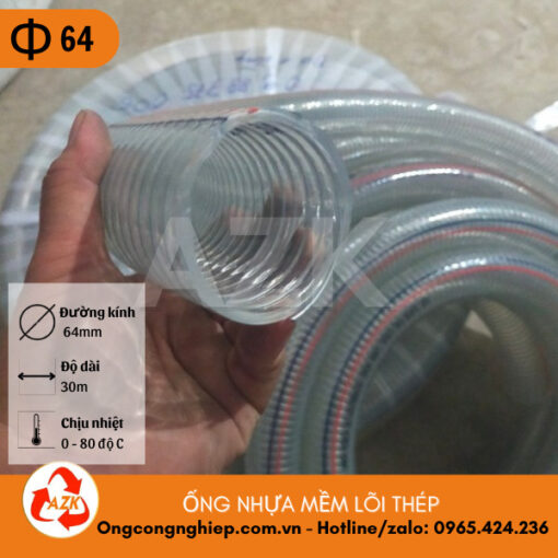 ống nhựa mềm lõi thép có đường kính 64mm