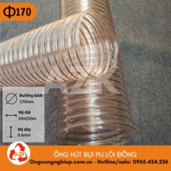 ống hút bụi pu lõi đồng phi 170mm