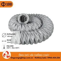 ống gió vải chống cháy phi 100