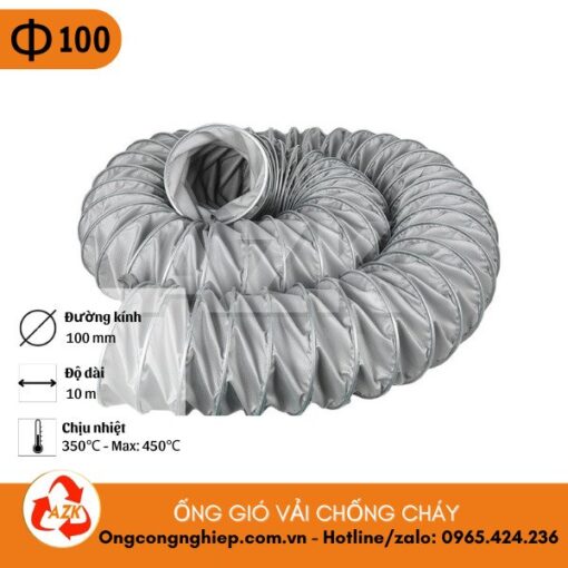 ống gió vải chống cháy phi 100