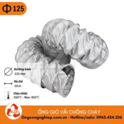 ống gió vải chống cháy phi 125
