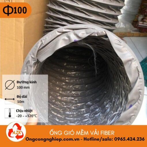 ống gió mềm vải fiber D100