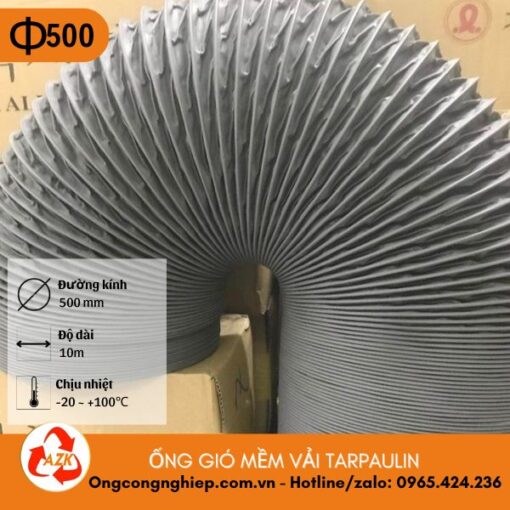 ống gió mềm vải tarpaulin D500