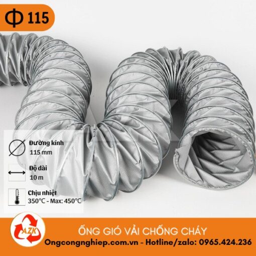 ống gió vải chống cháy phi 115