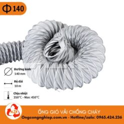 ống gió vải chống cháy phi 140