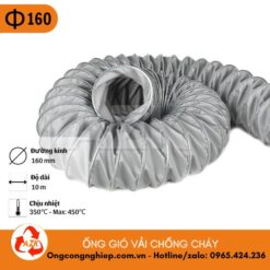ống gió vải chống cháy phi 160