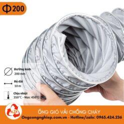 ống gió vải chống cháy phi 200