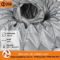 ống gió vải chống cháy phi 250