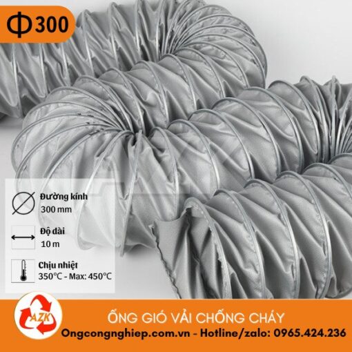ống gió vải chống cháy phi 300