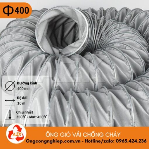 ống gió vải chống cháy phi 400
