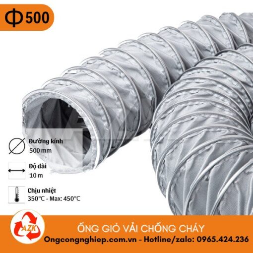 ống gió vải chống cháy phi 500
