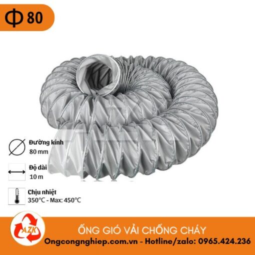 ống gió vải chống cháy phi 80