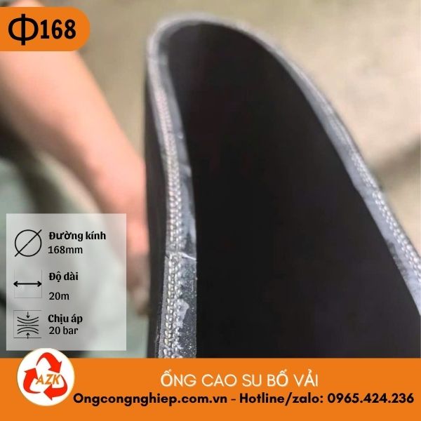 Ống cao su bố vải phi 168